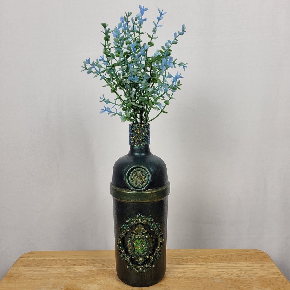 Handcrafted Gothic Ornate‎ Altered Bottle Art 10" Whimsigoth Witchy Home Decor
